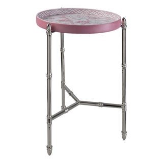 Jardin Blush Chinoiserie Tray with Stand, Nickel For Sale
