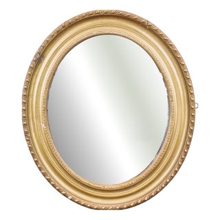 Vintage Golden Oval Mirror For Sale