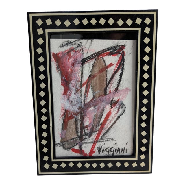 Mid 20th Century Framed and Signed Viggiani Abstract Painting For Sale