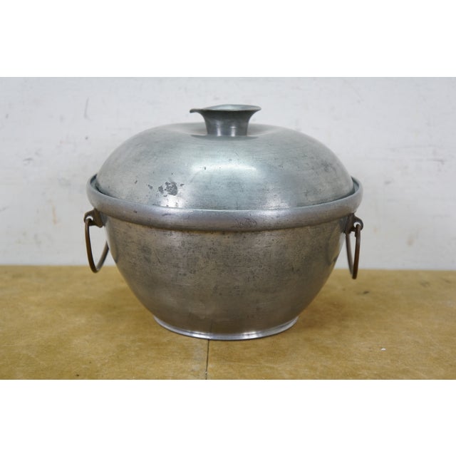Antique 3 Piece Chinese Pewter Hot Pot Food Warmer Rice Server For Sale - Image 14 of 15