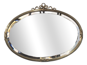 Victorian Oval Brass Mirror, 1880