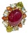 Bochic "Orient" Ruby, Orange Sapphire, Perridot Cocktail Ring 18K Gold & Silver For Sale