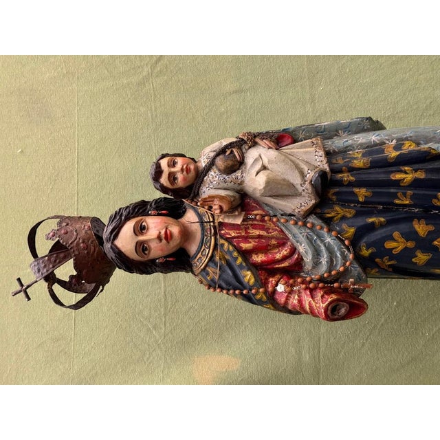 Virgin and Child in Polychrome Wood For Sale - Image 13 of 15