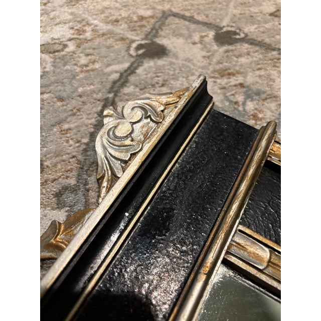 Antique Black & Gilt Ebonized Wood Mirror, Turn of the 20th Century (40″ × 27″) For Sale - Image 13 of 17