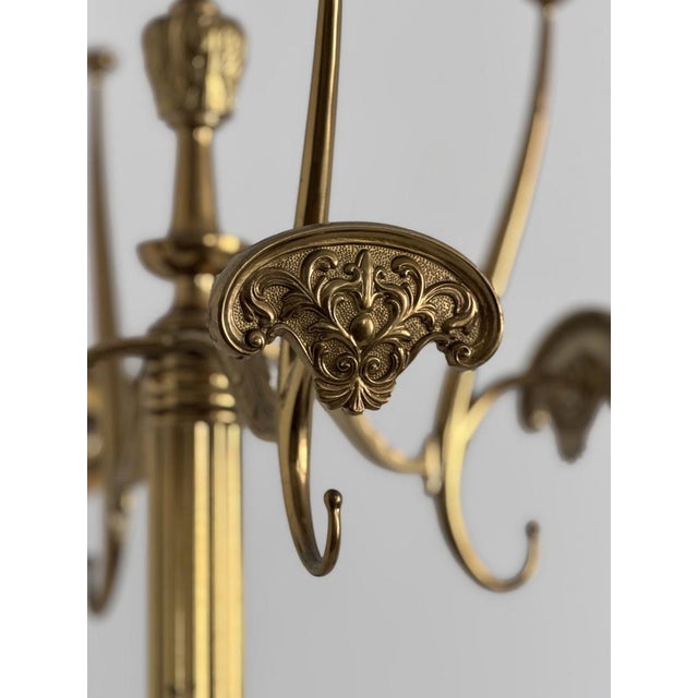 Metal Vintage Brass Coat Rack with Rotating Crown and Fluted Column, 1960s For Sale - Image 7 of 18