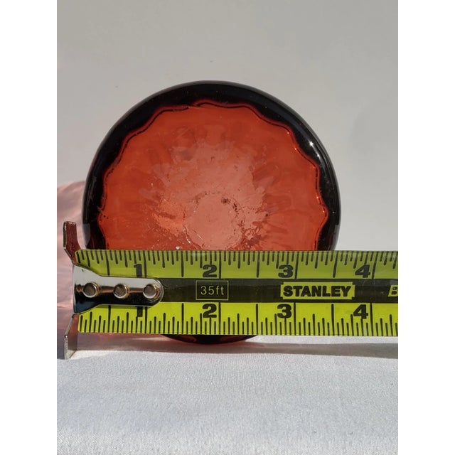 Glass 1960s Pilgrim Panel Optic Cranberry Red Pitcher For Sale - Image 7 of 10