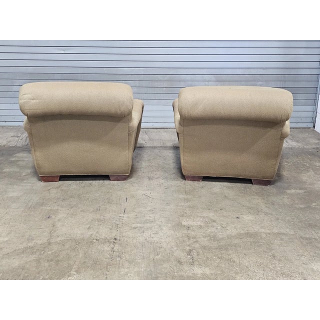Late 20th Century Pair of Baker Upholstered Club Armchairs Lounge Chairs With Matching Pillows For Sale - Image 5 of 7