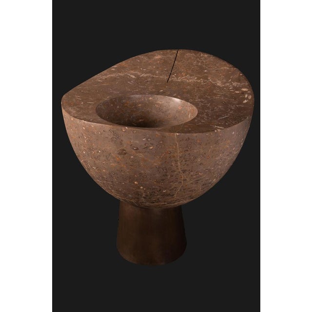 Contemporary Baptis Silvestrin Freestanding Basin in Jurassic Fossil Stone by Nerinea For Sale - Image 3 of 7