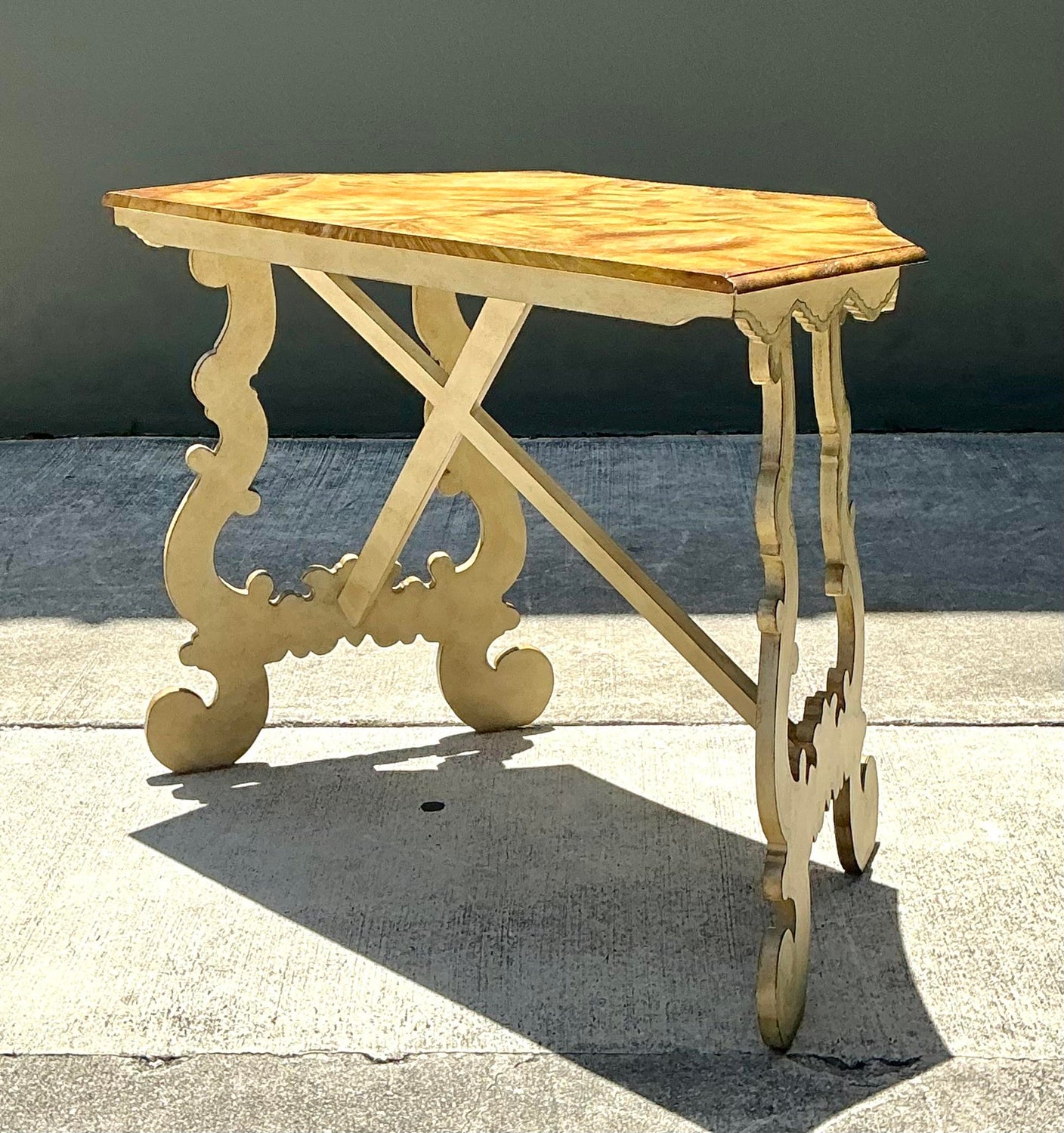 Vintage Chelsea House Hand Painted Console Table - Back view