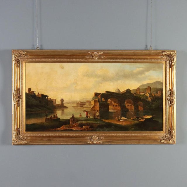 View of the Broken Bridge in Rome, Oil on Canvas For Sale - Image 14 of 14