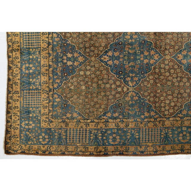 10 X 13 One of the Kind Antique Kerman Persian Wool Rug in Tan With a ...