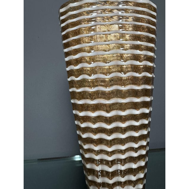 Glass Gilded Murano Glass Vase with Lattimo Decor by Ercole Barovier for Barovier & Toso, 1950s For Sale - Image 7 of 10