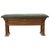 Attractive bench made of carved oak with a green vinyl seat; Renaissance Revival style, first half of the 20th century. A...
