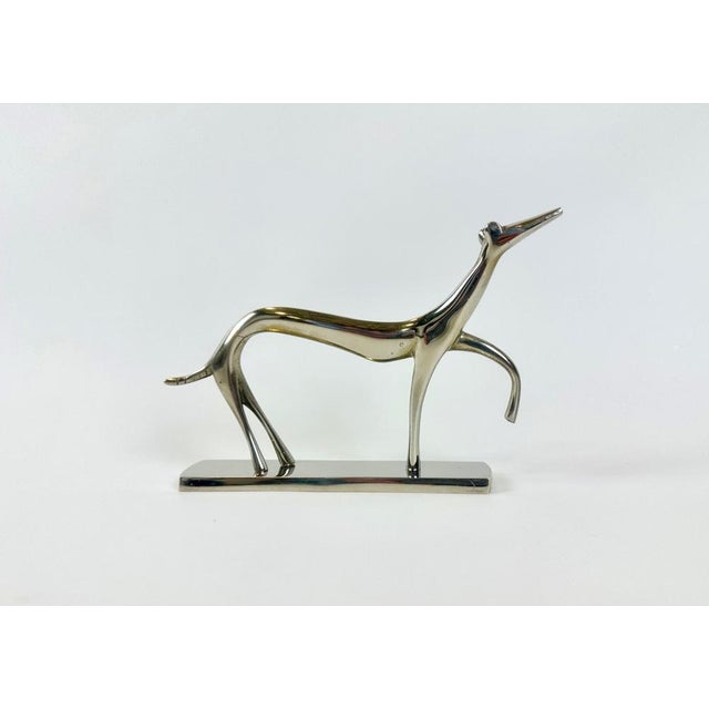 Art Deco White Brass Greyhound Figurine by Laszlo Hoenig, 1930s For Sale - Image 3 of 18
