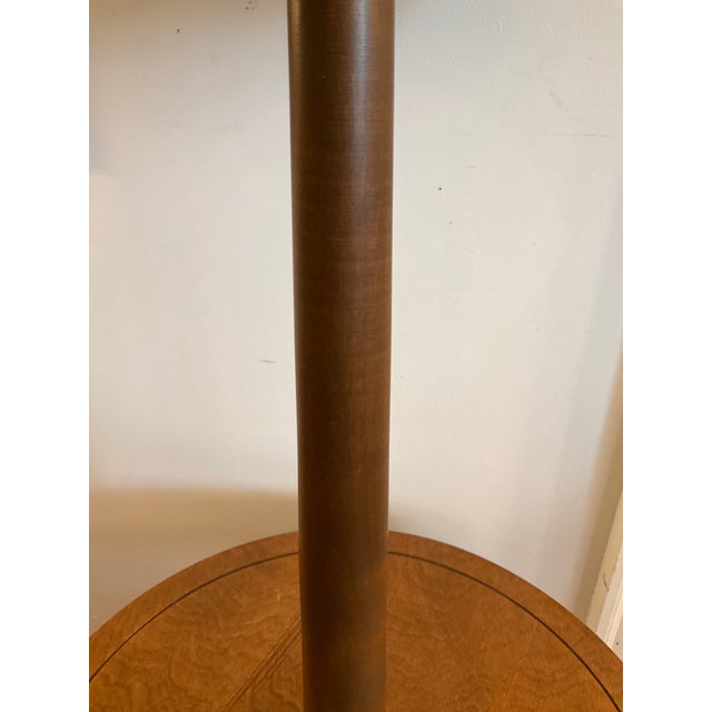 Mid-Century Modern 1970s Martz-Style Ceramic and Walnut Floor Lamp With Table For Sale - Image 3 of 8