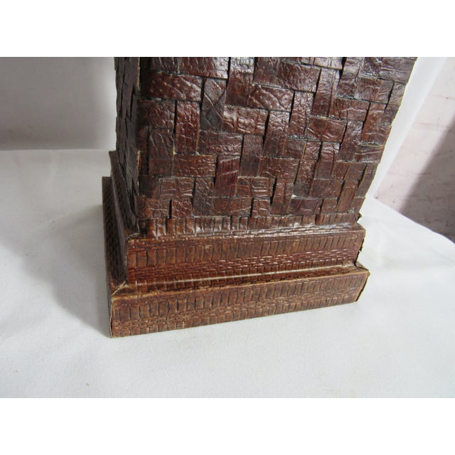 Mid 20th Century Vintage Woven Leather Kenzie Lamp + Shade For Sale - Image 5 of 14