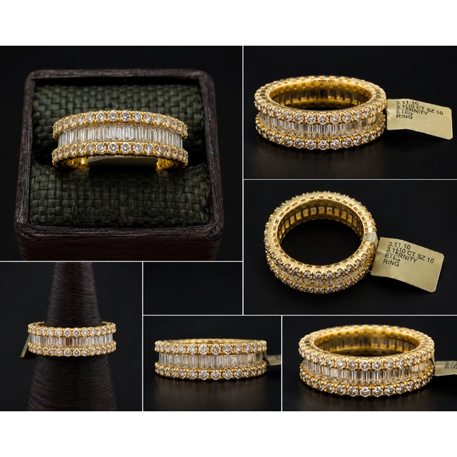14k Yellow Gold 3-1/10 CTTW Natural Diamond Eternity Band, Size 10 For Sale In Atlanta - Image 6 of 6