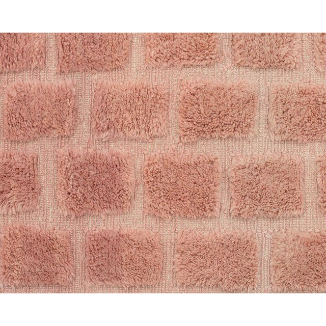 Contemporary Embossed Square Hand-Knotted Moroccan Wool Rug | 8'11" X 5'7" | One of a Kind For Sale - Image 3 of 8