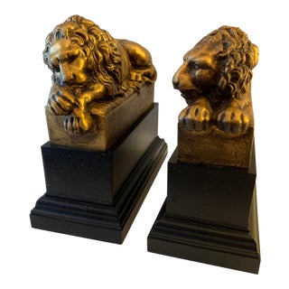 Vintage Gilt "Borghese" Lion Bookends - a Pair For Sale