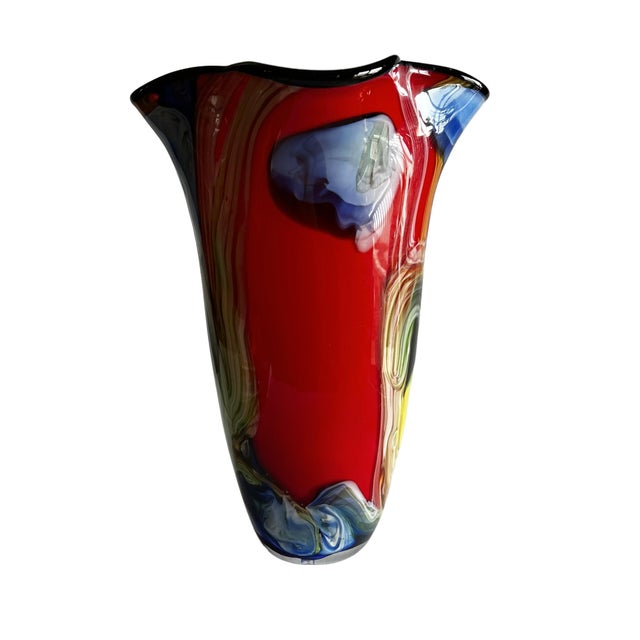 Brilliant Modern Art Glass Vase in Murano Style For Sale - Image 4 of 18