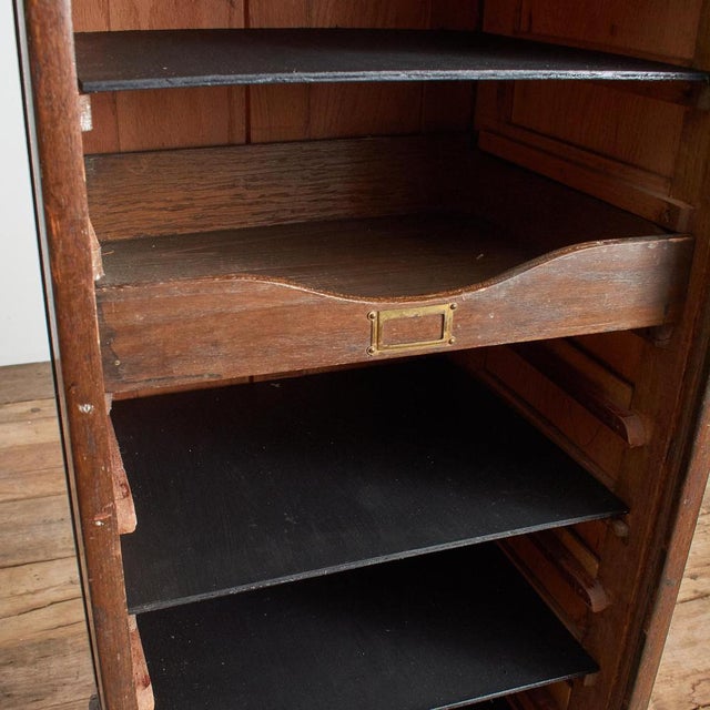 Antique French Single Oak Tambour Filing Cabinet, 1920s For Sale - Image 12 of 14