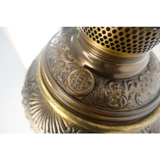 19h Century Cast Polished Brass Tripod Base Adjustable Height Oil Flor Lamp MINT For Sale - Image 6 of 17