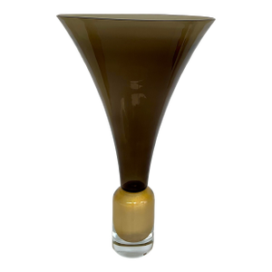Global Views Modern Large Scale Smoked Glass Trumpet Vase