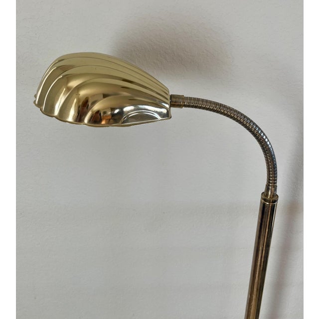 1970s MCM Alsy Style Clamshell Scalloped Gooseneck Pharmacy Floor Lamp For Sale - Image 15 of 15