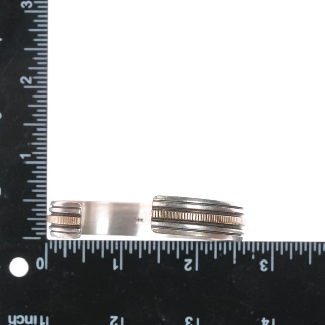 Silver 6.75" AB Navajo 14k/Sterling Sugilite cuff bracelet For Sale - Image 8 of 10