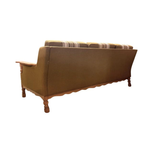 Henning Kjærnulf Carved Oak Sofa Set, Wool, 1960s, Attributed For Sale - Image 11 of 12