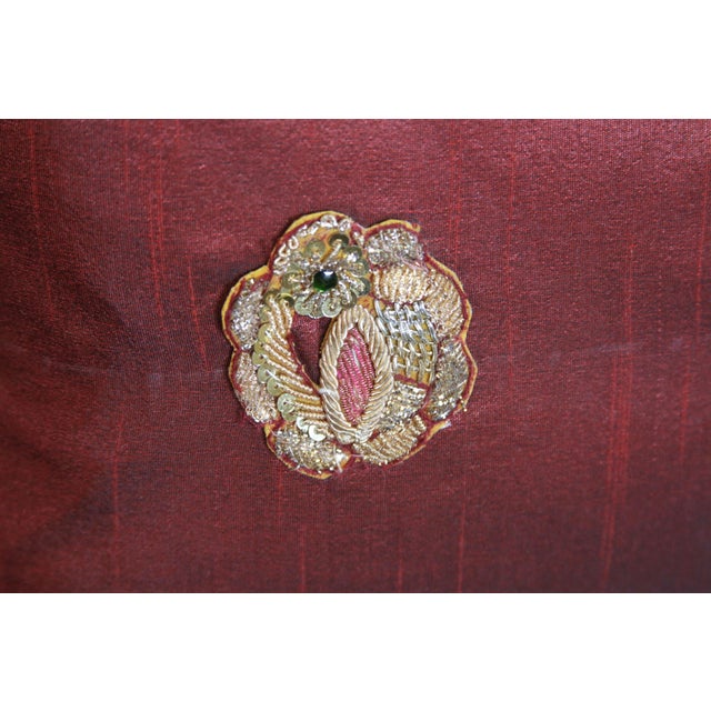 Indian Red Peacock Sage Lumbar Pillow For Sale - Image 3 of 4