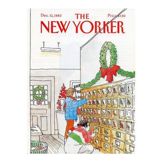 1983 Original New Yorker Magazine Cover by Arthur Getz, December 12, Christmas For Sale