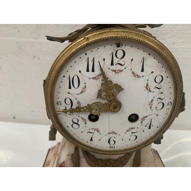 Louis XVI Style Marble and Chiseled Bronze Fireplace Set, Set of 3 For Sale - Image 4 of 16