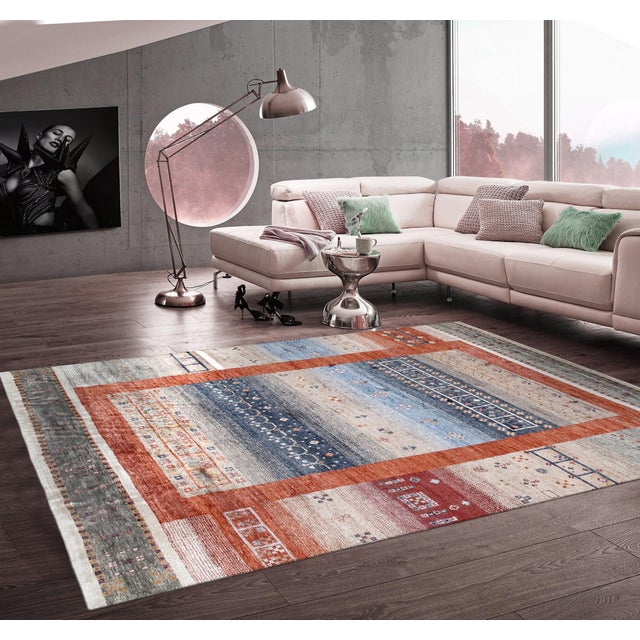 Modern Pasargad Home Tribal Multi Area Rug- 5' 8" X 7'11" For Sale - Image 3 of 3