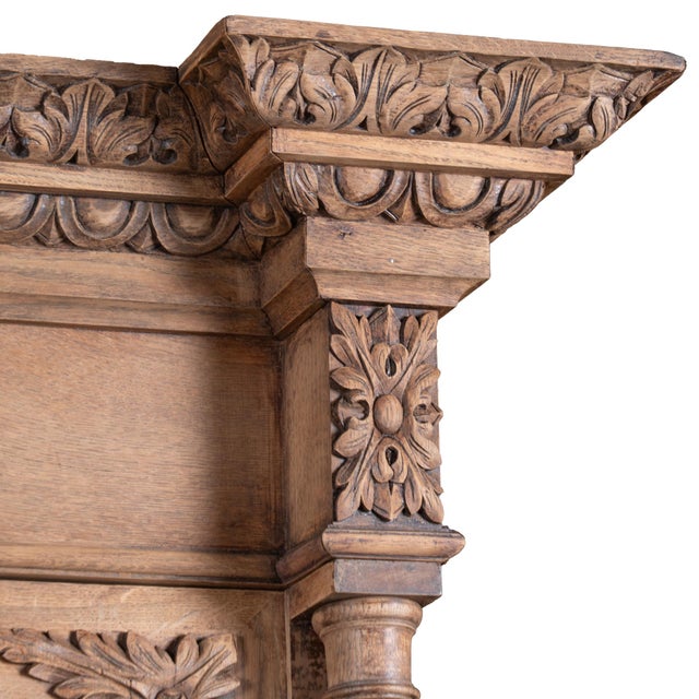 Gothic 19th-Century Large French Bleached Oak Bookcase Display Cabinet For Sale - Image 3 of 14