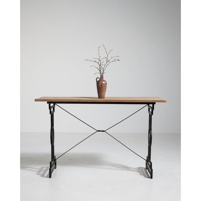 Cast Iron Bistro Table with Oak Top, Antique, France, 20th Century For Sale - Image 17 of 18