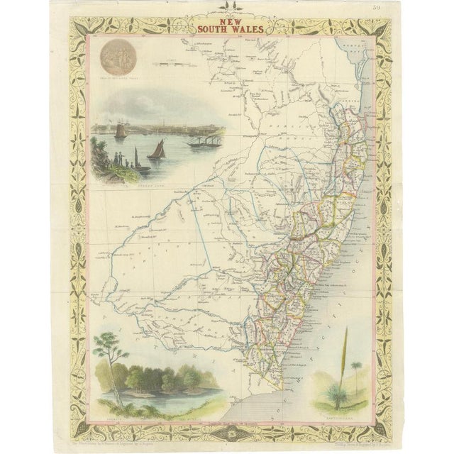 Paper Antique Map of New South Wales in Australia, 1850 For Sale - Image 7 of 7