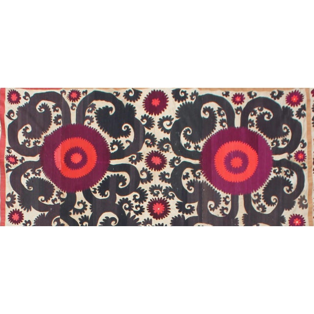 1910s Hand Knotted Suzani Textile - 8'5" x 9'8" For Sale - Image 4 of 5