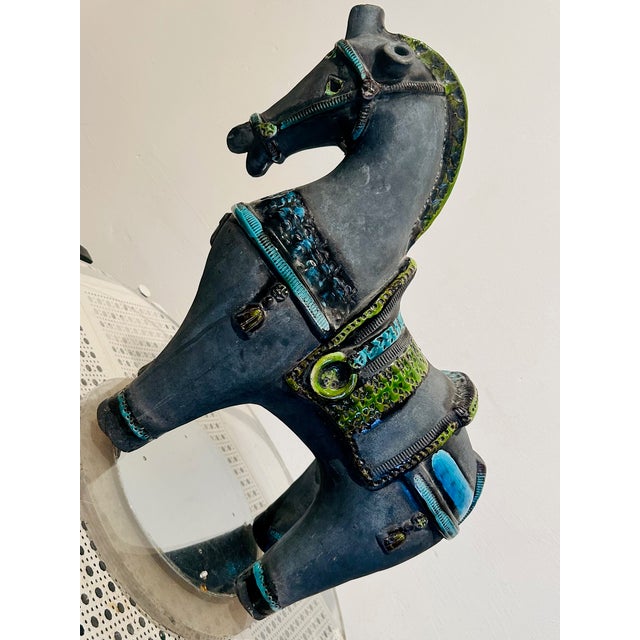 Classic mid-century sculptural design! This MCM 1960s XL Bitossi Rimini Ceramic Horse Sculpture by Aldo Londi, Italy is a...