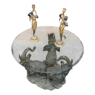 Mid-Century Sculptural Elephant Coffee Table with Glass Top, 1970s For Sale