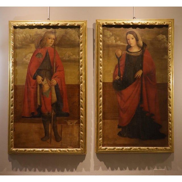 Francesco di Girolamo da Santacroce, Saint Agatha, 16th Century, Oil Painting on Canvas, Framed For Sale - Image 11 of 12