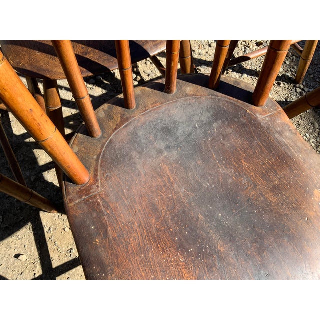 Set of Eight 19th Century Plank Seat Farm Chairs For Sale - Image 9 of 12