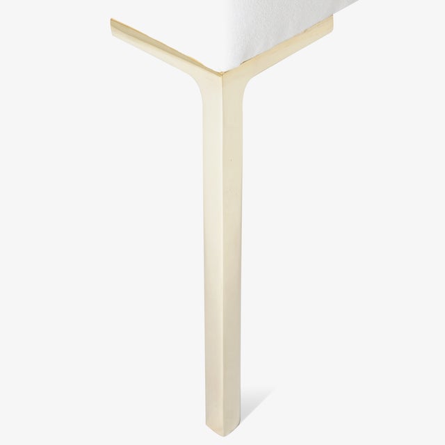 Montage Astor Petite Brass Ottoman in Snow Velvet by Montage For Sale - Image 4 of 7