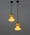 Pair of pendant lamps designed by massimo vignelli for the vistosi glassworks in the 1960s, made of cased murano glass. It...