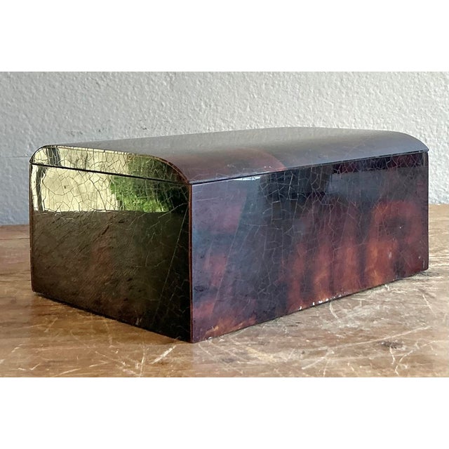 Contemporary Vintage Boho Lacquered Coconut Shell Box For Sale - Image 3 of 8