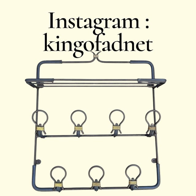 Vintage Stitched Leather Coat Rack by Jacques Adnet, 1950s For Sale - Image 12 of 13