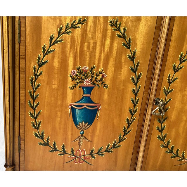 Neoclassical Elegant Adam Style Hand Painted Cabinet. For Sale - Image 3 of 9