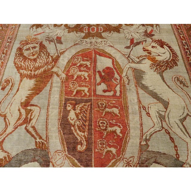 Ivory Galerie Shabab Collection Early 20th Century 'Royal Coat of Arms of the United Kingdom' Accent Rug For Sale - Image 8 of 10