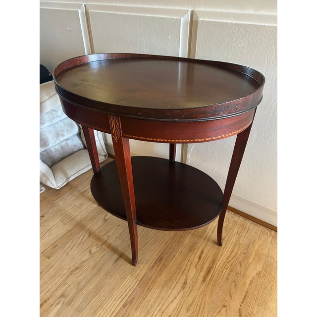 Mid 20th Century Mersman Tiered Mahogany Inlay Oval Side Table - Mersman 7367 For Sale - Image 10 of 10