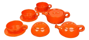Orange Ceramic Tea Set by Liisi Beckmann for Gabbianelli, Italy, 1960s, Set of 6